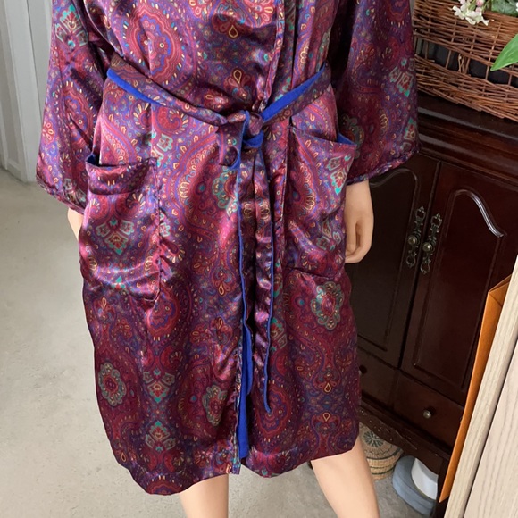 Vintage Victoria Secret paisley terry cotton satin robe - Picture 5 of 12